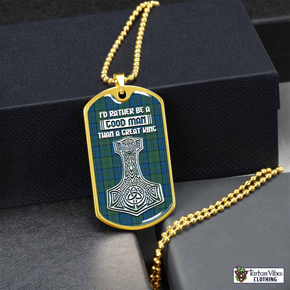 Lockhart Tartan Dog Tag Necklace Viking Mjolnir Style Gold No - Tartan Vibes Clothing