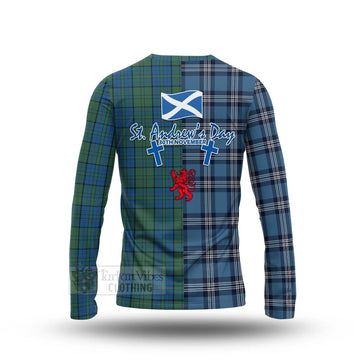 Lockhart Tartan Long Sleeve T-Shirt Happy St. Andrew's Day Half Tartan Style - Tartan Vibes Clothing