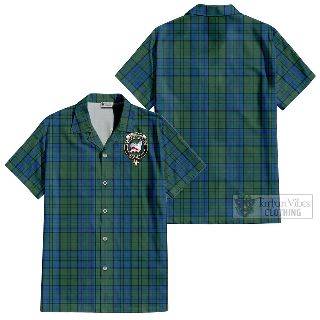 Lockhart Tartan Cotton Hawaiian Shirt with Family Crest - Tartan Vibes Clothing