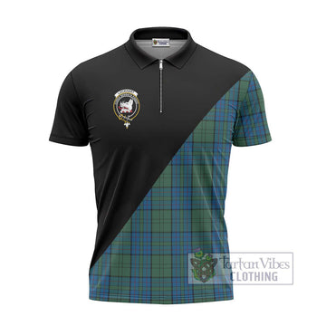 Lockhart Tartan Zipper Polo Shirt with Family Crest and Military Logo Style - Tartan Vibes Clothing