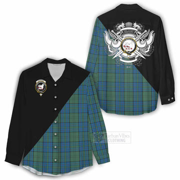 Lockhart Tartan Women's Casual Shirt with Family Crest and Military Logo Style - Tartan Vibes Clothing