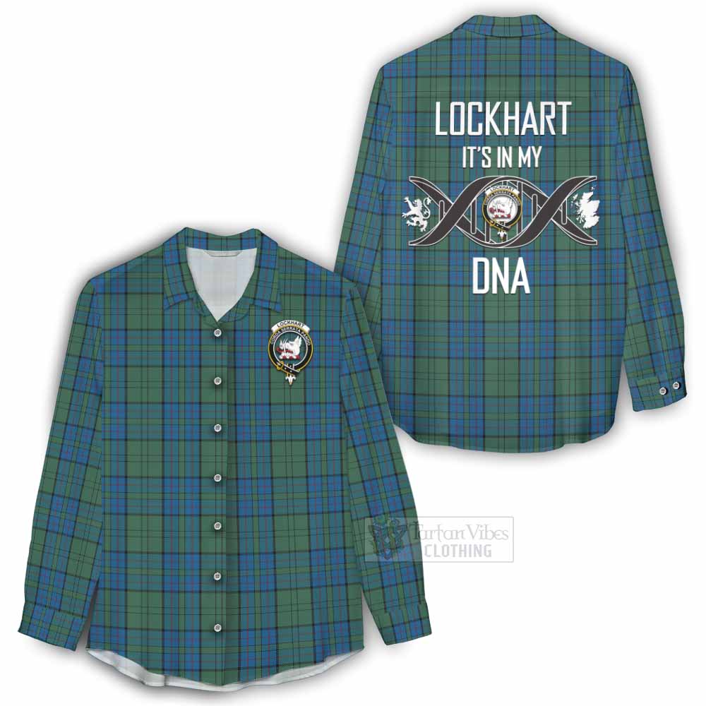 Lockhart Tartan Women's Casual Shirt with Family Crest DNA In Me Style - Tartan Vibes Clothing