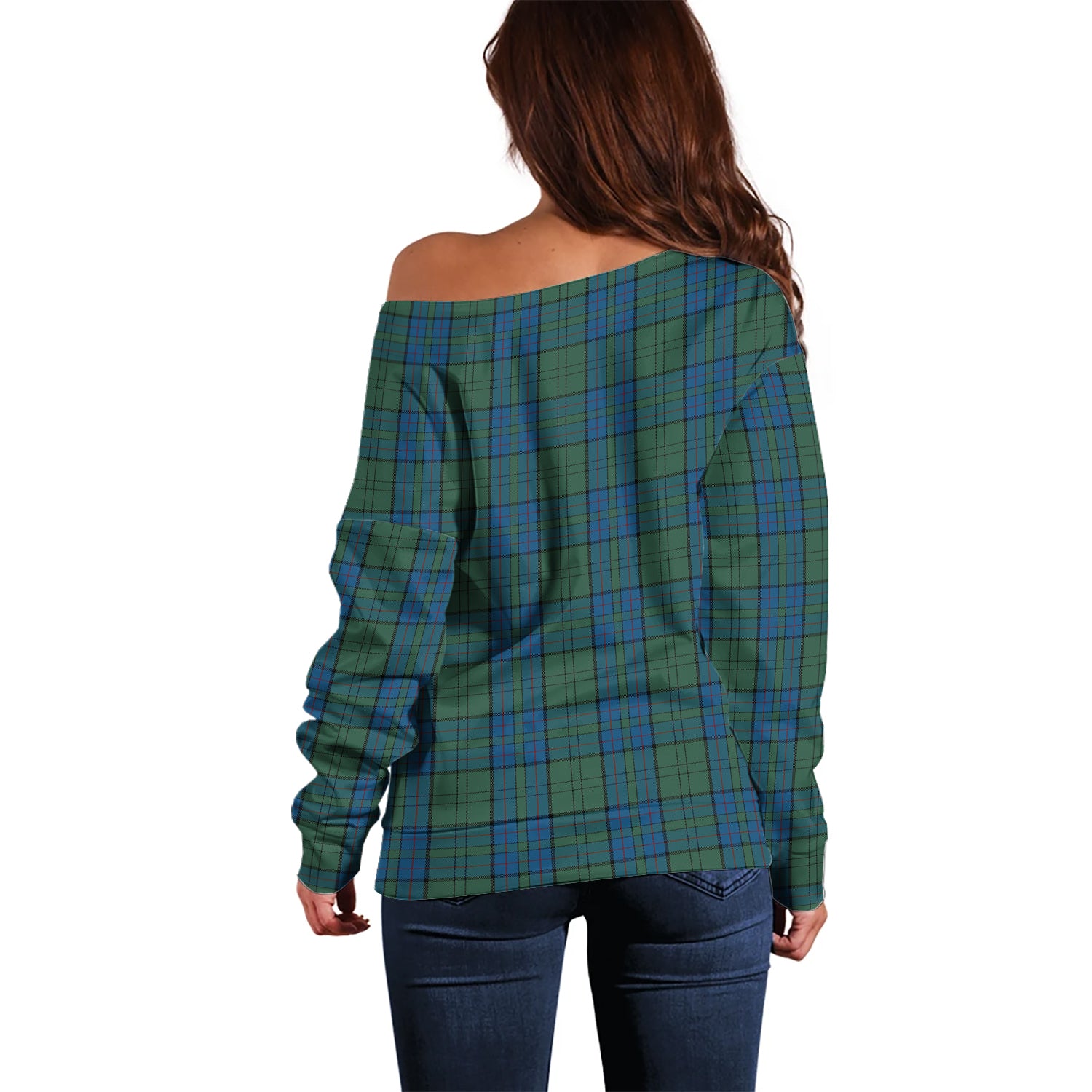Lockhart Tartan Off Shoulder Women Sweater with Family Crest - Tartan Vibes Clothing