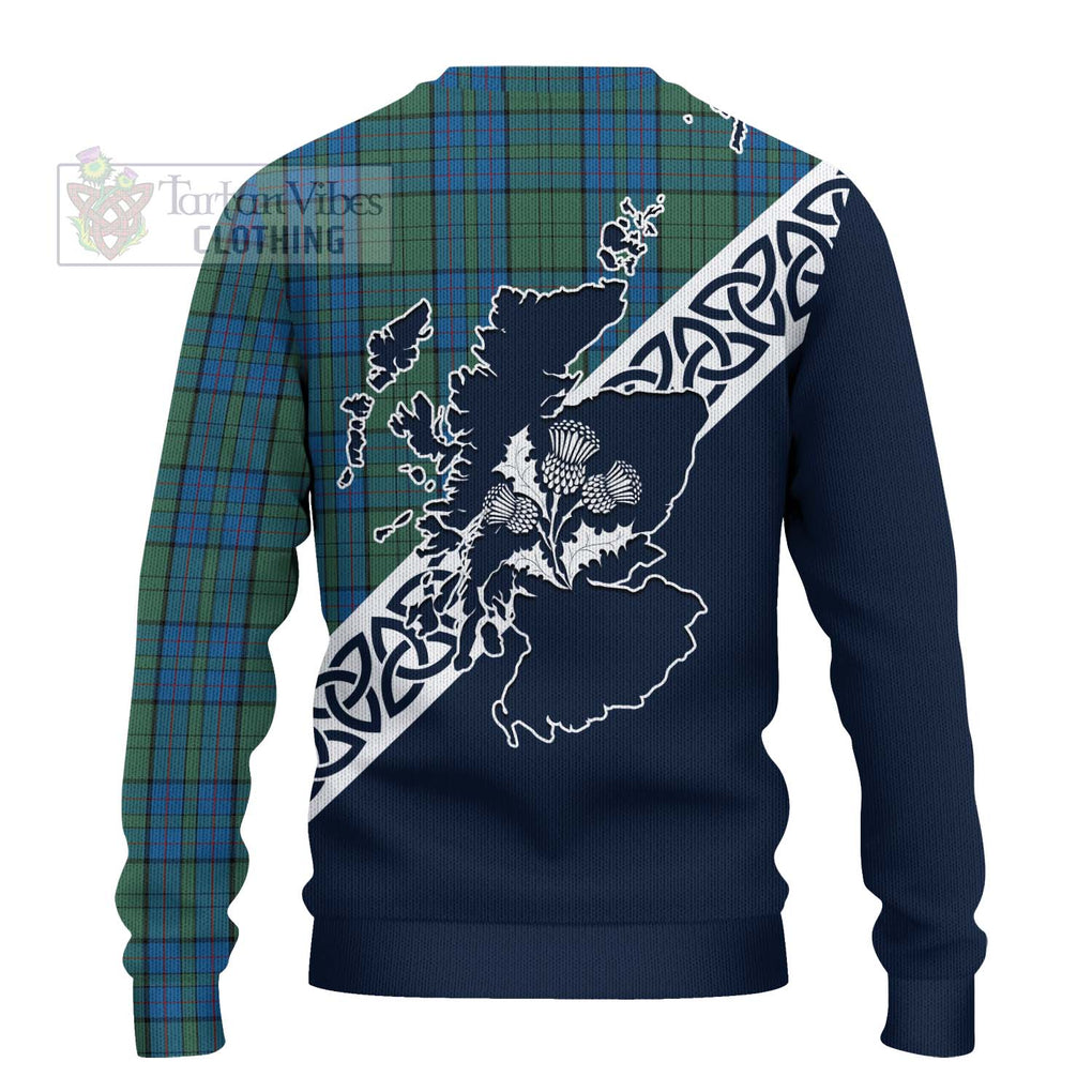 Lockhart Tartan Ugly Sweater Featuring Thistle and Scotland Map - Tartan Vibes Clothing