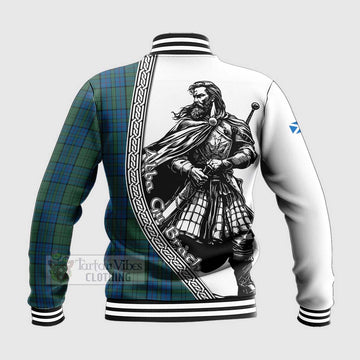 Lockhart Tartan Clan Crest Baseball Jacket with Highlander Warrior Celtic Style - Tartan Vibes Clothing