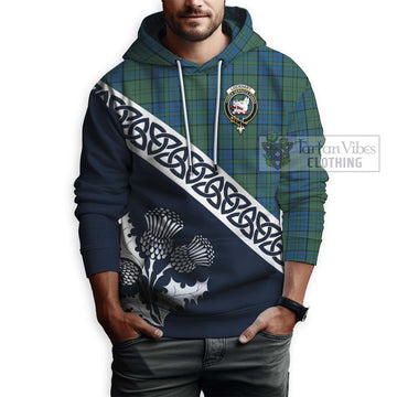 Lockhart Tartan Hoodie Featuring Thistle and Scotland Map - Tartan Vibes Clothing
