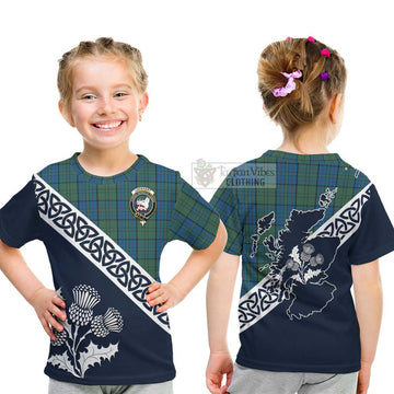Lockhart Tartan Kid T-Shirt Featuring Thistle and Scotland Map - Tartan Vibes Clothing