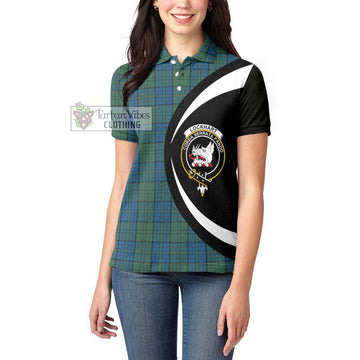 Lockhart Tartan Women's Polo Shirt with Family Crest Circle Style - Tartan Vibes Clothing