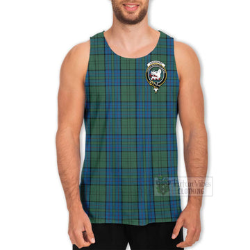 Lockhart Tartan Men's Tank Top with Family Crest and Bearded Skull Holding Bottles of Whiskey - Tartan Vibes Clothing