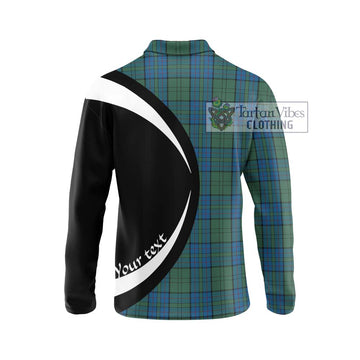 Lockhart Tartan Long Sleeve Polo Shirt with Family Crest Circle Style - Tartan Vibes Clothing