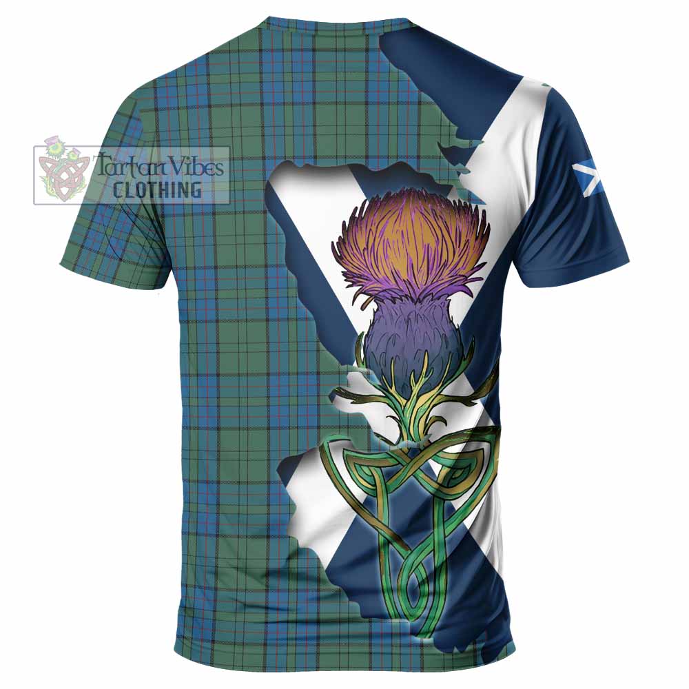 Tartan Vibes Clothing Lockhart Tartan Family Crest T-Shirt Scottish Thistle Celtic Inspired