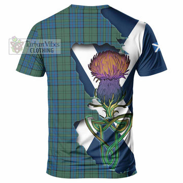 Lockhart Tartan Family Crest T-Shirt Scottish Thistle Celtic Inspired