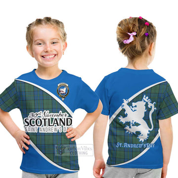Lockhart Family Crest Tartan Kid T-Shirt Celebrate Saint Andrew's Day in Style - Tartan Vibes Clothing