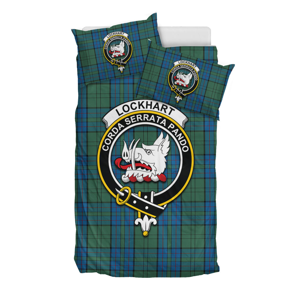 Lockhart Tartan Bedding Set with Family Crest - Tartan Vibes Clothing