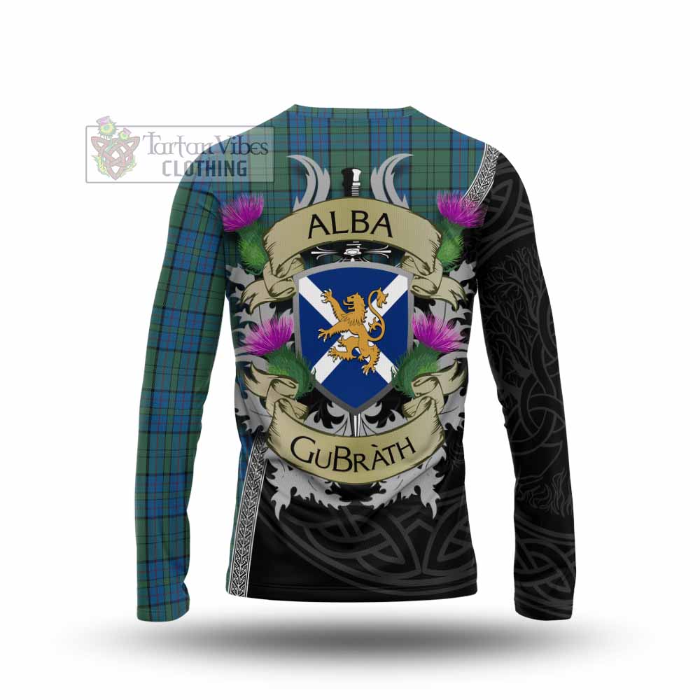 Lockhart Tartan Family Crest Long Sleeve T-Shirt Lion Rampant Royal Thistle Shield Celtic Inspired - Tartan Vibes Clothing