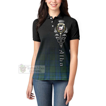 Lockhart Tartan Women's Polo Shirt Featuring Alba Gu Brath Family Crest Celtic Inspired - Tartan Vibes Clothing
