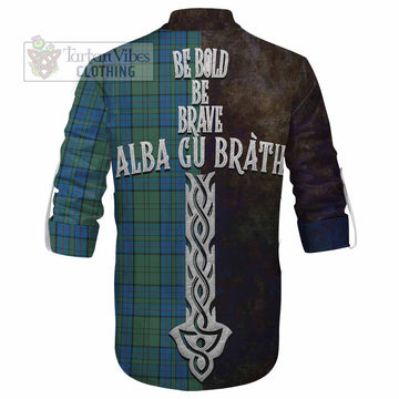 Lockhart Tartan Family Crest Ghillie Kilt Shirt Alba Gu Brath Be Brave Lion Ancient Style - Tartan Vibes Clothing
