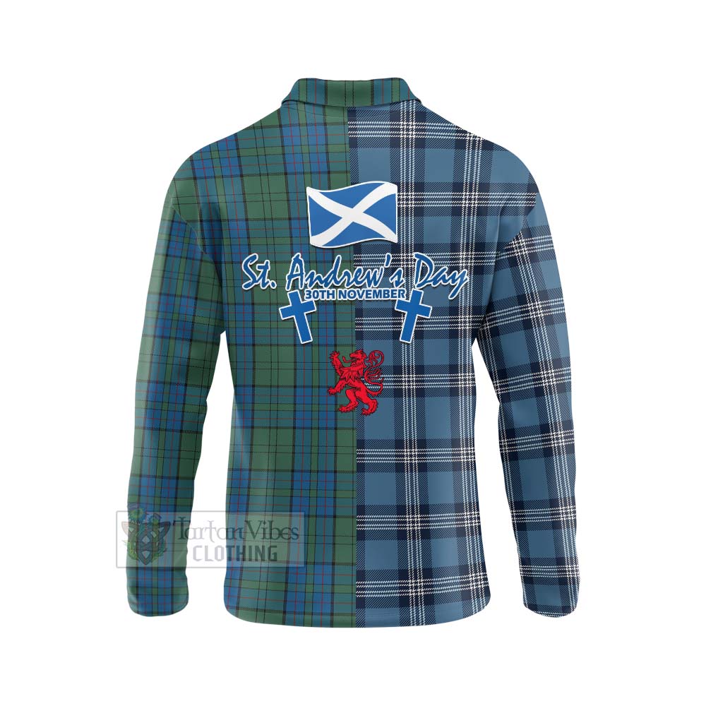 Lockhart Tartan Long Sleeve Polo Shirt Happy St. Andrew's Day Half Tartan Style - Tartan Vibes Clothing