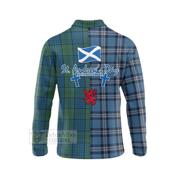 Lockhart Tartan Long Sleeve Polo Shirt Happy St. Andrew's Day Half Tartan Style - Tartan Vibes Clothing