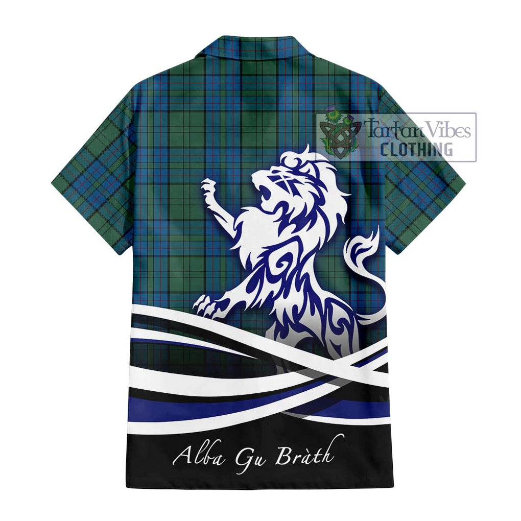Lockhart Tartan Hawaiian Shirt with Alba Gu Brath Regal Lion Emblem - Tartan Vibes Clothing