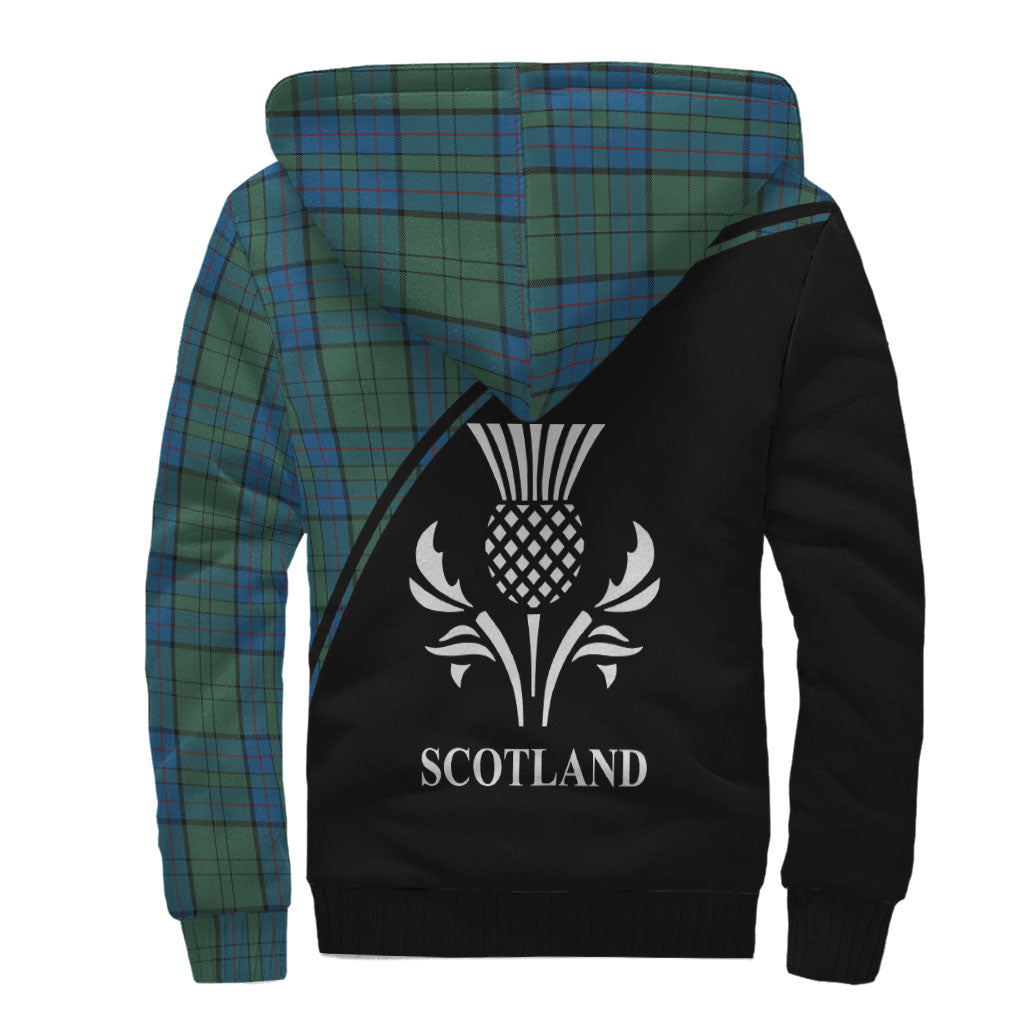 Lockhart Tartan Sherpa Hoodie with Family Crest Curve Style - Tartan Vibes Clothing