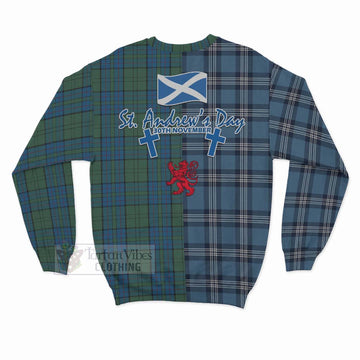 Lockhart Tartan Sweatshirt Happy St. Andrew's Day Half Tartan Style - Tartan Vibes Clothing
