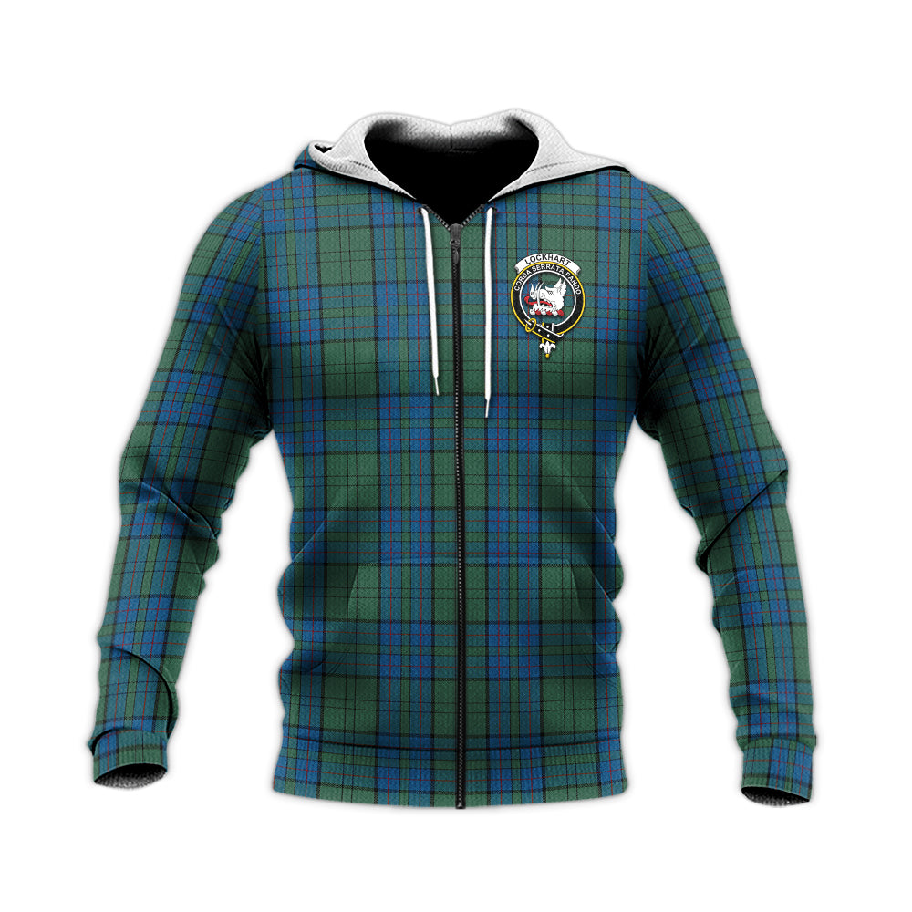 Lockhart Tartan Knitted Hoodie with Family Crest Unisex Knitted Zip Hoodie - Tartan Vibes Clothing