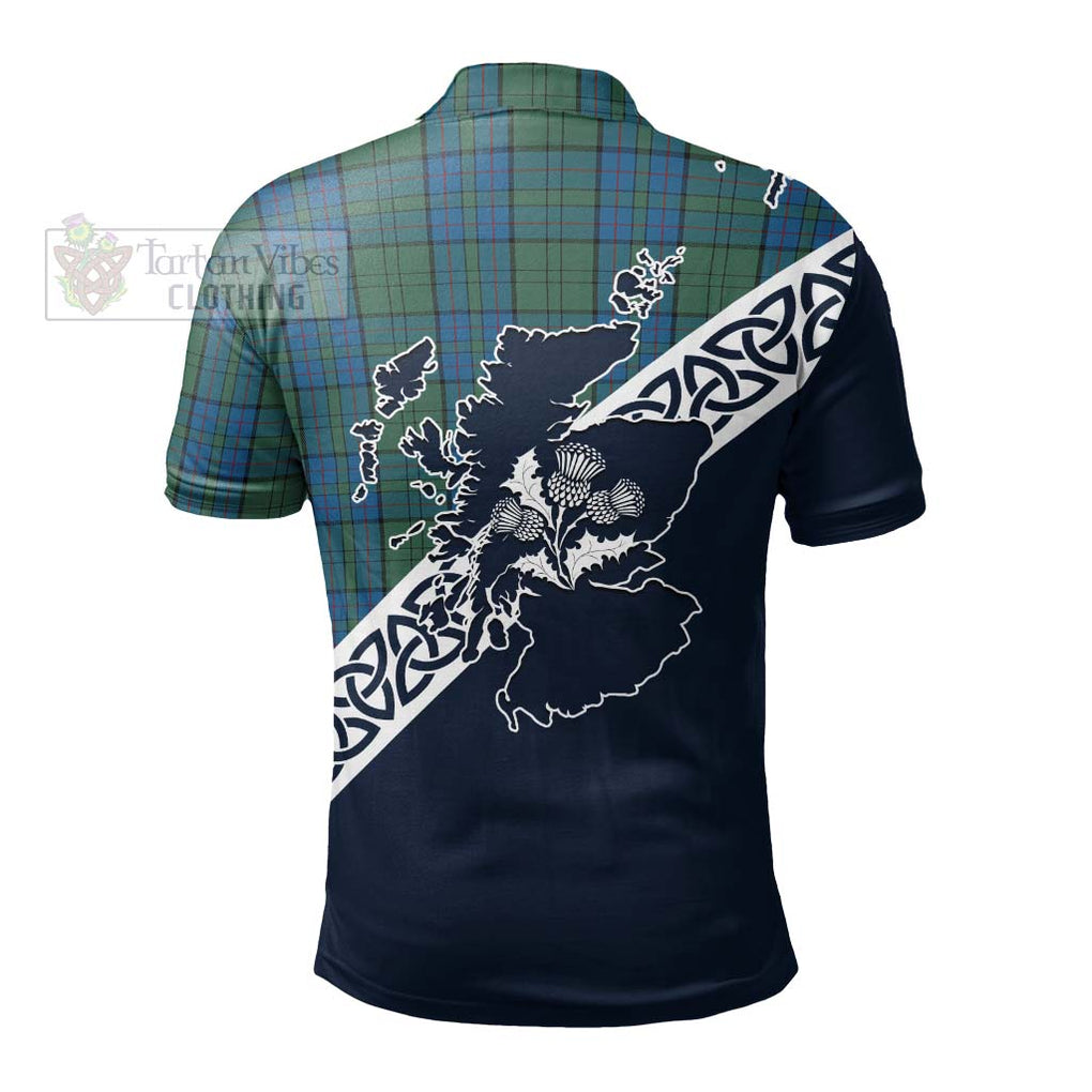 Lockhart Tartan Polo Shirt Featuring Thistle and Scotland Map - Tartanvibesclothing Store