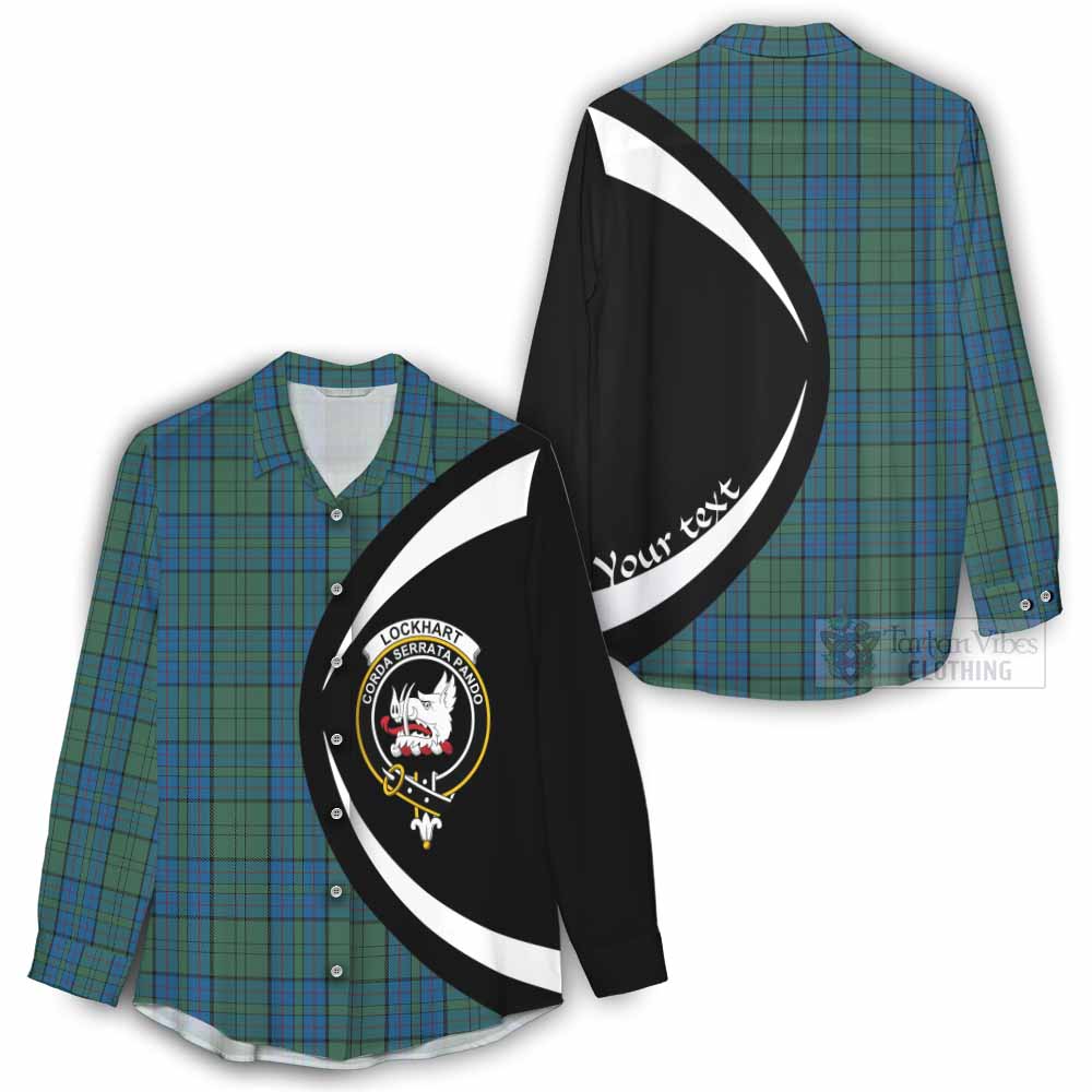Lockhart Tartan Women's Casual Shirt with Family Crest Circle Style - Tartan Vibes Clothing