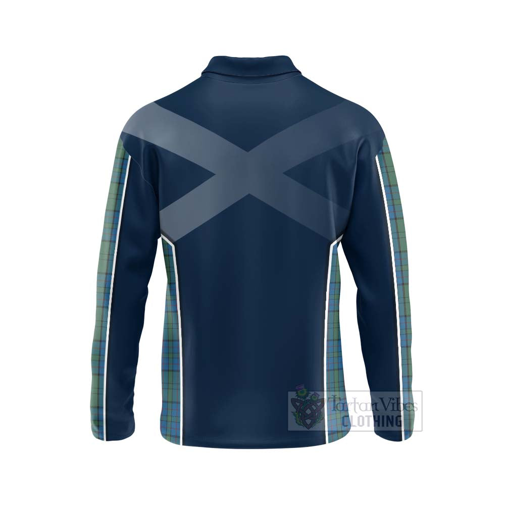 Tartan Vibes Clothing Lockhart Tartan Long Sleeve Polo Shirt with Family Crest and Scottish Thistle Vibes Sport Style