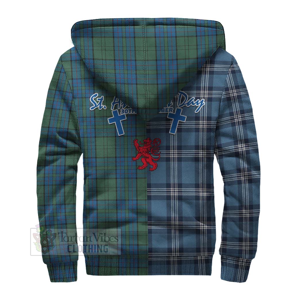 Lockhart Tartan Sherpa Hoodie Happy St. Andrew's Day Half Tartan Style - Tartan Vibes Clothing