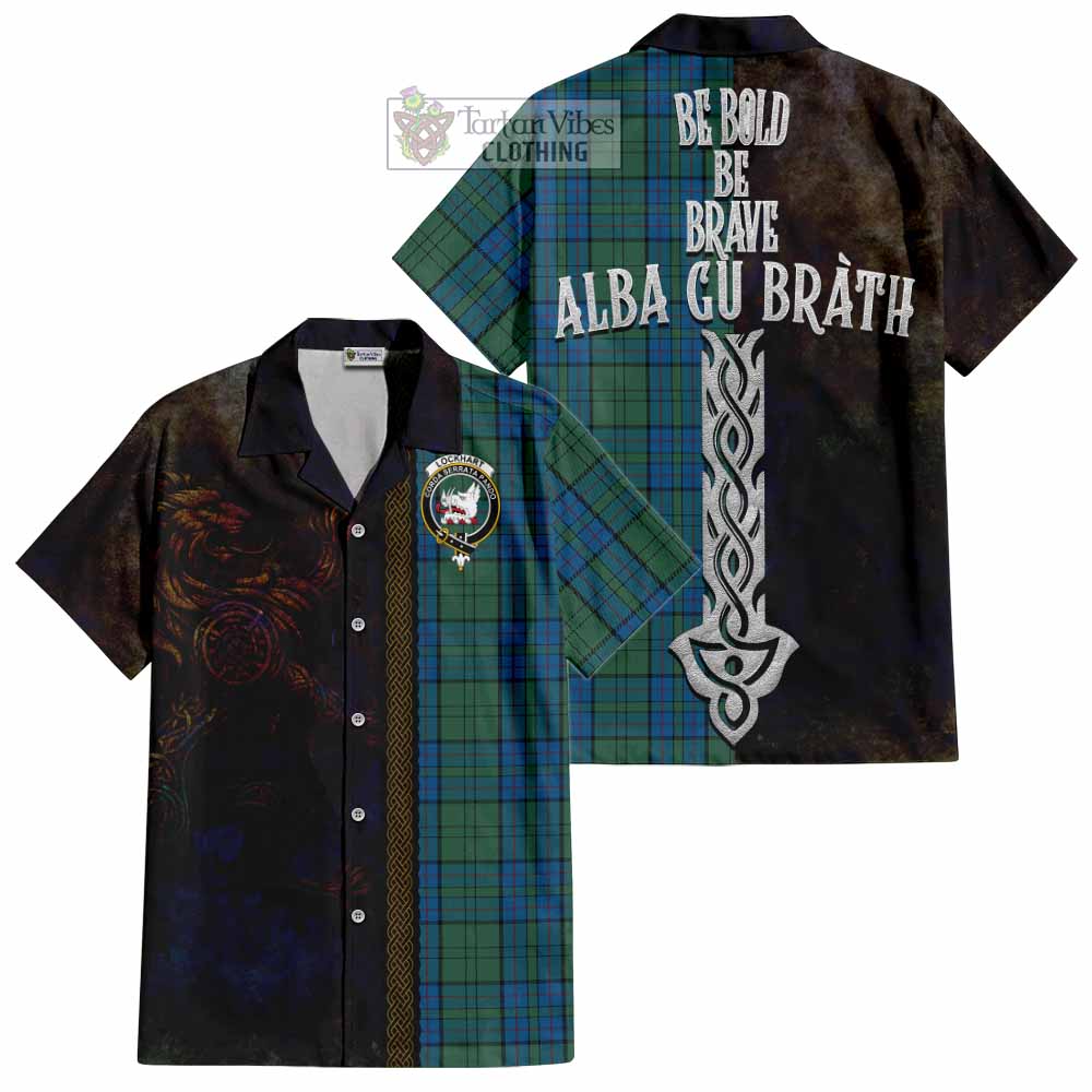 Lockhart Tartan Family Crest Hawaiian Shirt Alba Gu Brath Be Brave Lion Ancient Style - Tartan Vibes Clothing