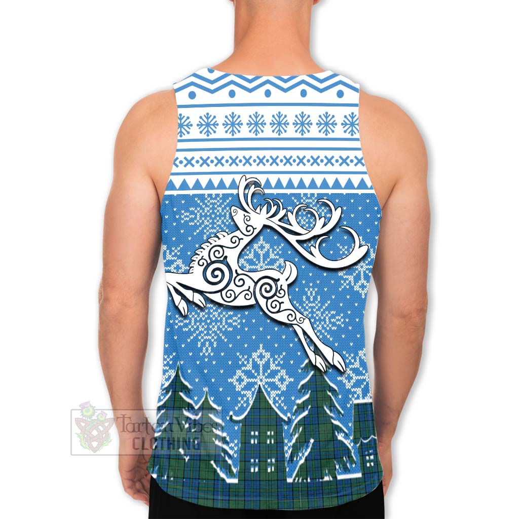 Lockhart Clan Christmas Men's Tank Top Celtic Reindeer Style - Tartan Vibes Clothing