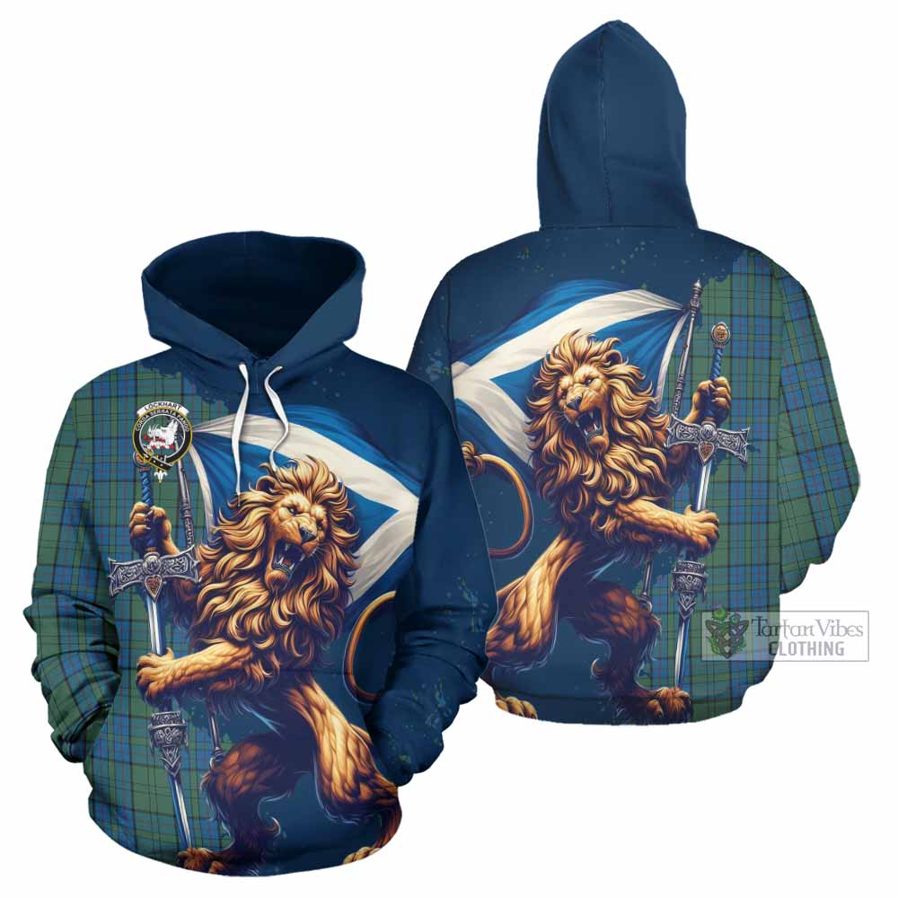 Lockhart Tartan Family Crest Hoodie with Scottish Majestic Lion - Tartan Vibes Clothing