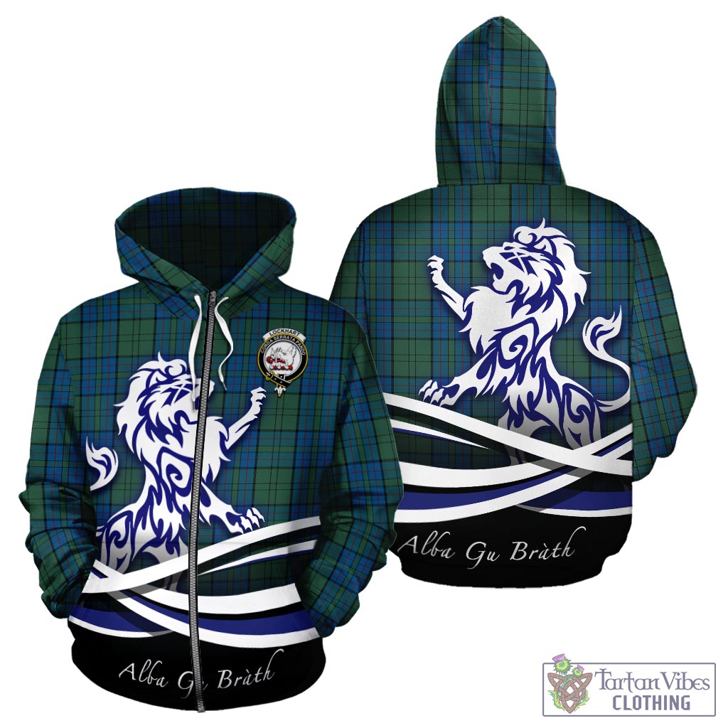Lockhart Tartan Hoodie with Alba Gu Brath Regal Lion Emblem - Tartan Vibes Clothing