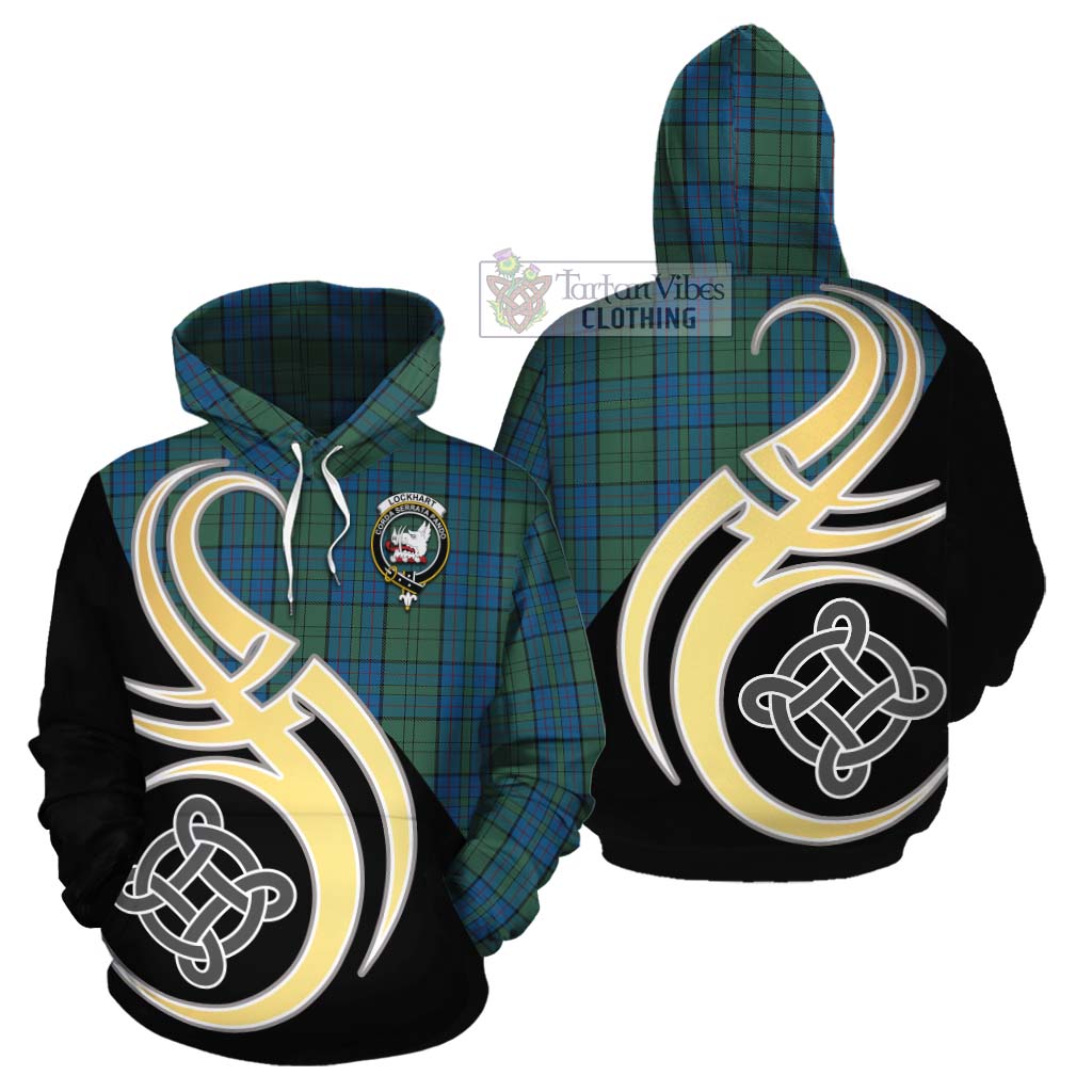 Lockhart Tartan Cotton Hoodie with Family Crest and Celtic Symbol Style Zip Hoodie - Tartan Vibes Clothing