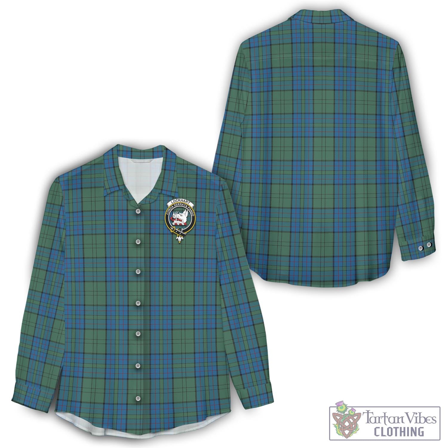 Lockhart Tartan Women's Casual Shirt with Family Crest - Tartan Vibes Clothing