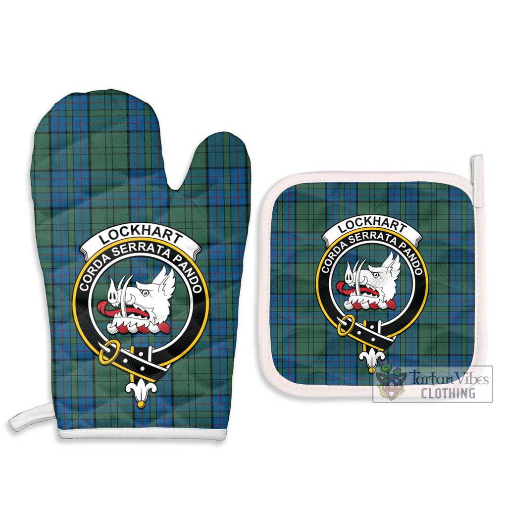 Lockhart Tartan Combo Oven Mitt & Pot-Holder with Family Crest - Tartan Vibes Clothing