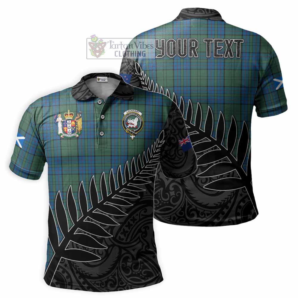 Lockhart Crest Tartan Polo Shirt with New Zealand Silver Fern Half Style - Tartan Vibes Clothing