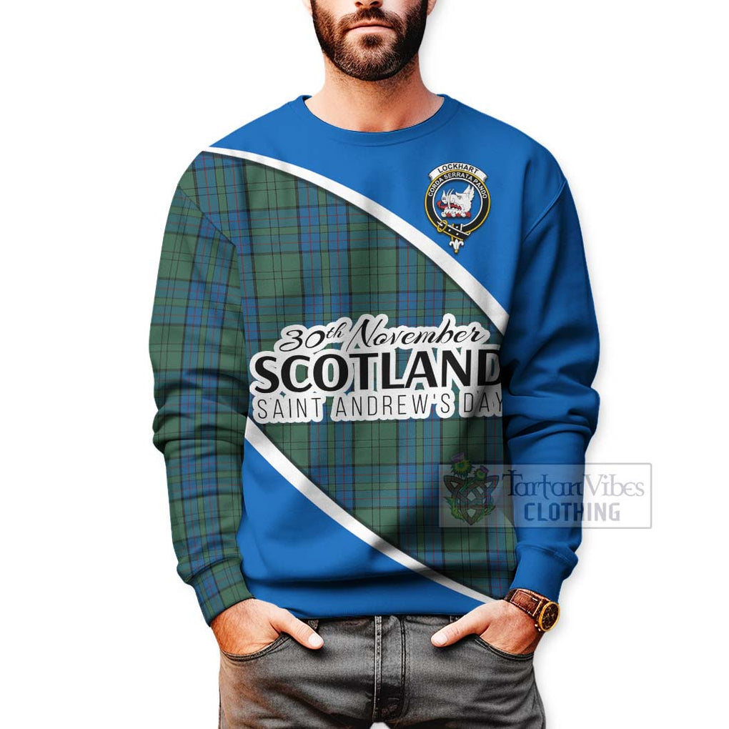 Lockhart Family Crest Tartan Sweatshirt Celebrate Saint Andrew's Day in Style - Tartan Vibes Clothing