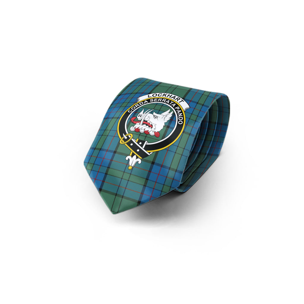 Lockhart Tartan Classic Necktie with Family Crest - Tartan Vibes Clothing