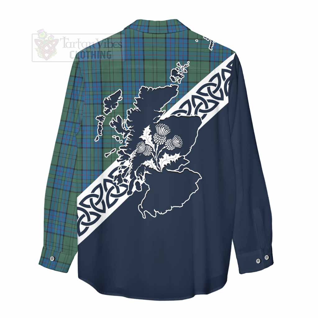 Lockhart Tartan Women's Casual Shirt Featuring Thistle and Scotland Map - Tartan Vibes Clothing
