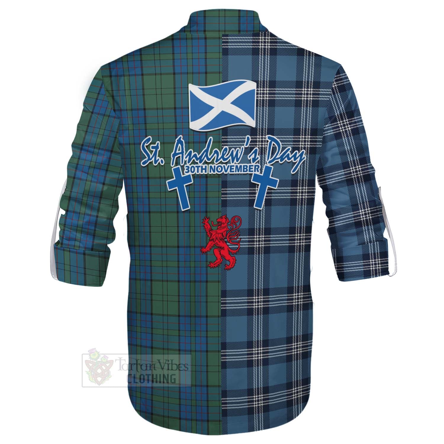 Lockhart Tartan Ghillie Kilt Shirt Happy St. Andrew's Day Half Tartan Style - Tartan Vibes Clothing