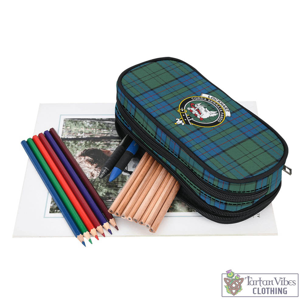 Lockhart Tartan Pen and Pencil Case with Family Crest - Tartan Vibes Clothing