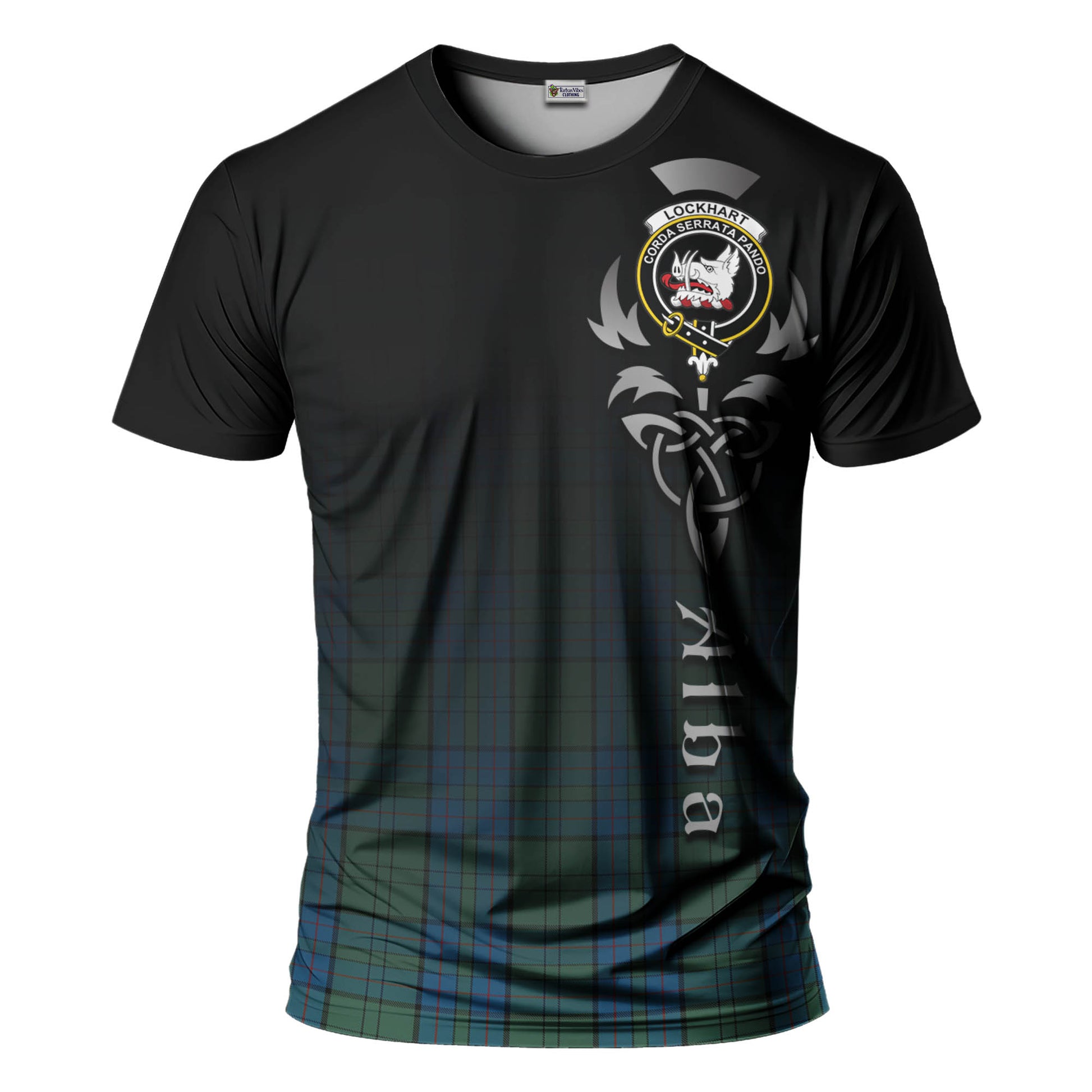 Lockhart Tartan T-Shirt Featuring Alba Gu Brath Family Crest Celtic Inspired - Tartan Vibes Clothing
