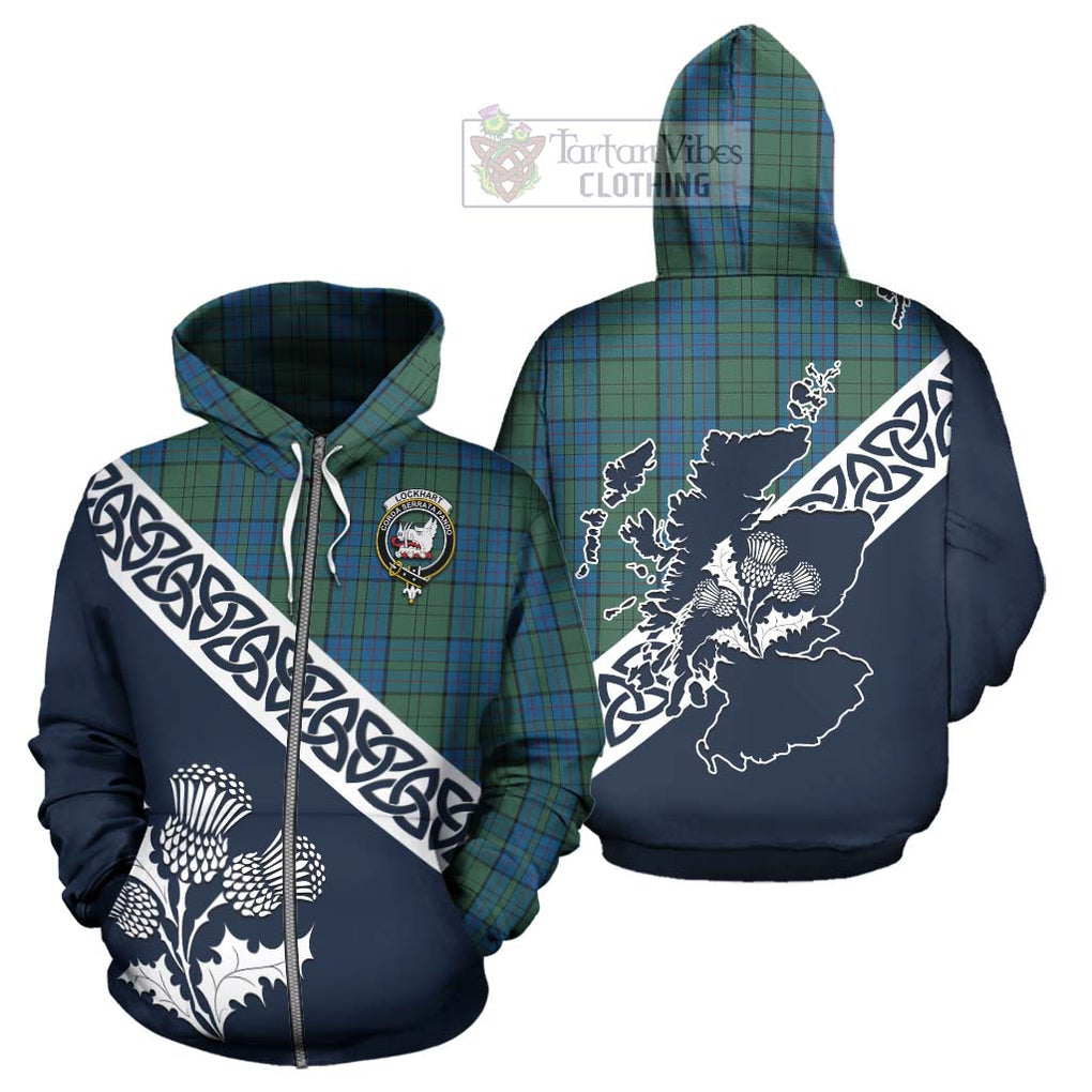Lockhart Tartan Hoodie Featuring Thistle and Scotland Map - Tartan Vibes Clothing