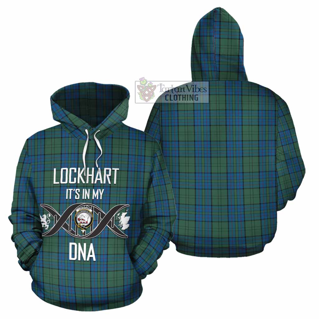 Lockhart Tartan Cotton Hoodie with Family Crest DNA In Me Style Zip Hoodie - Tartan Vibes Clothing