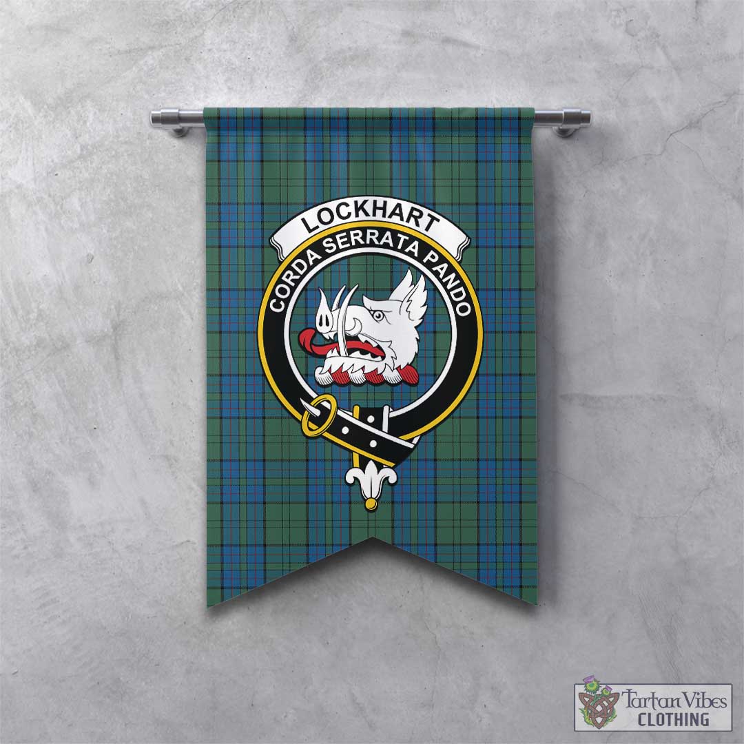 Lockhart Tartan Gonfalon, Tartan Banner with Family Crest - Tartan Vibes Clothing