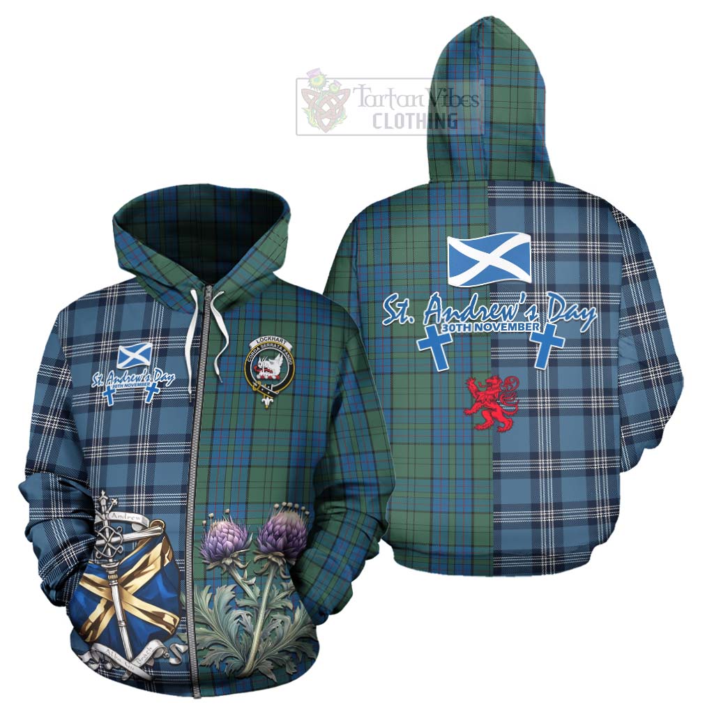Lockhart Tartan Hoodie Happy St. Andrew's Day Half Tartan Style - Tartan Vibes Clothing