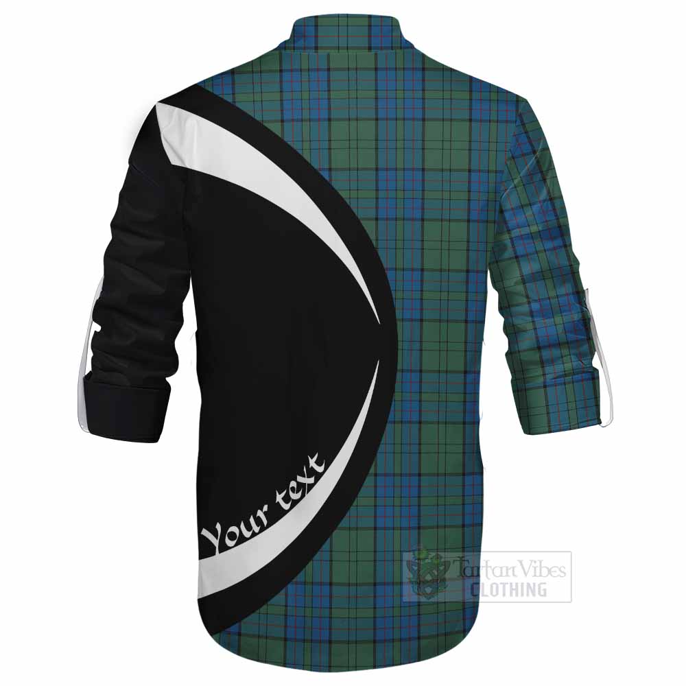 Lockhart Tartan Ghillie Kilt Shirt with Family Crest Circle Style - Tartan Vibes Clothing